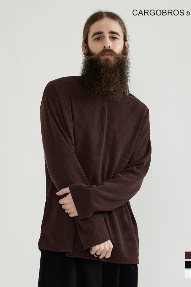 CARGOBROS - 긴팔티셔츠 - CB SLIT ROUND LONG SLEEVE  (BROWN)