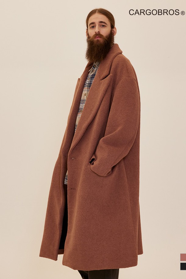 CARGOBROS - 코트 - CB OVERSIZE SINGLE LONG COAT (BROWN)