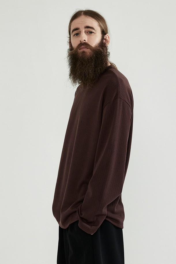 CARGOBROS - 긴팔티셔츠 - CB SLIT ROUND LONG SLEEVE  (BROWN)