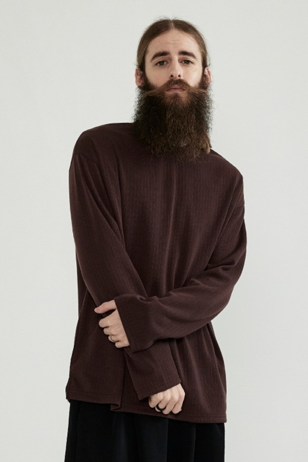 CARGOBROS - 긴팔티셔츠 - CB SLIT ROUND LONG SLEEVE  (BROWN)