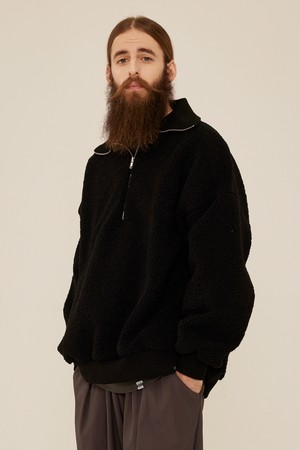 CB OVER HALF ZIP UP FLEECE  (BLACK)