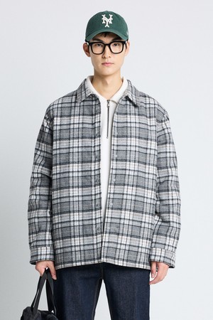 울혼방 체크 셔츠형 자켓