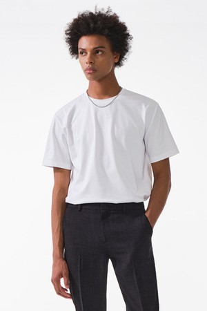 Supima 코튼 라운드넥_화이트 (세미오버핏)