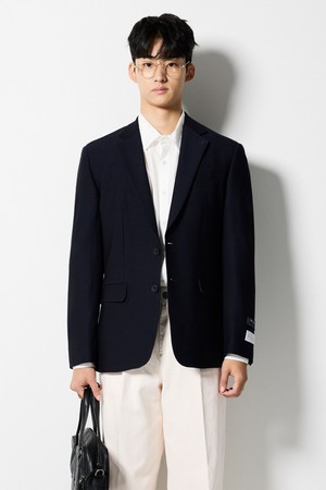 ITALY MARLANE 울 사방스판 수트 자켓_네이비 (클래식핏)