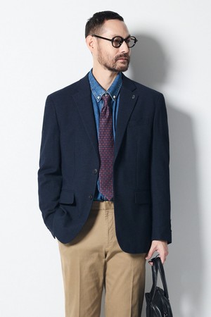 ITALY MARLANE 투톤 울 자켓_네이비 (릴렉스핏)