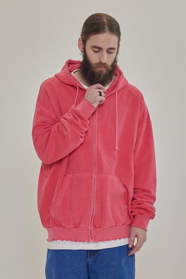 CARGOBROS - 후디 - CB PIGMENT OVER HOOD ZIP UP (PINK)