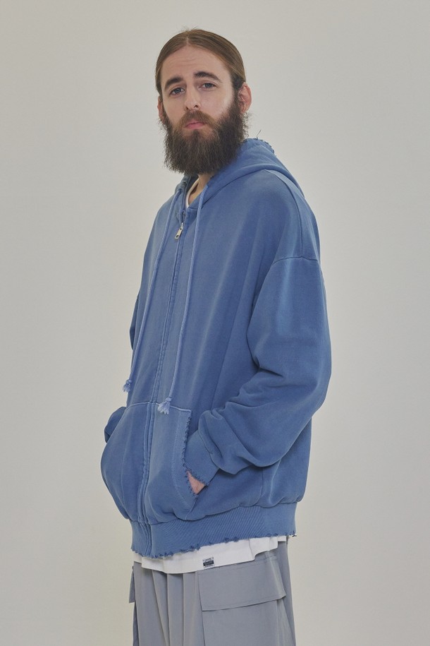 CARGOBROS - 후디 - CB PIGMENT OVER HOOD ZIP UP (BLUE)