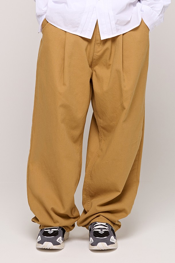 CARGOBROS - 데님 - CB PINTUCK WIDE DENIM PANTS (CAMEL)