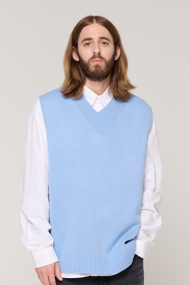 CARGOBROS - 베스트 - SOFT V-NECK KNIT VEST (SKYBLUE)