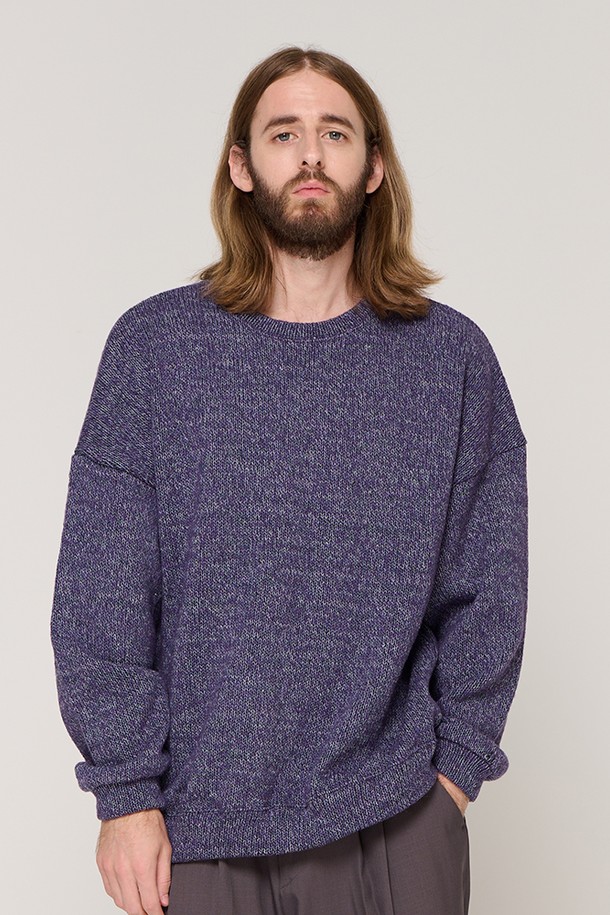 CARGOBROS - 스웨트셔츠 - OVER KNIT SWEATSHIRT  (PURPLE)