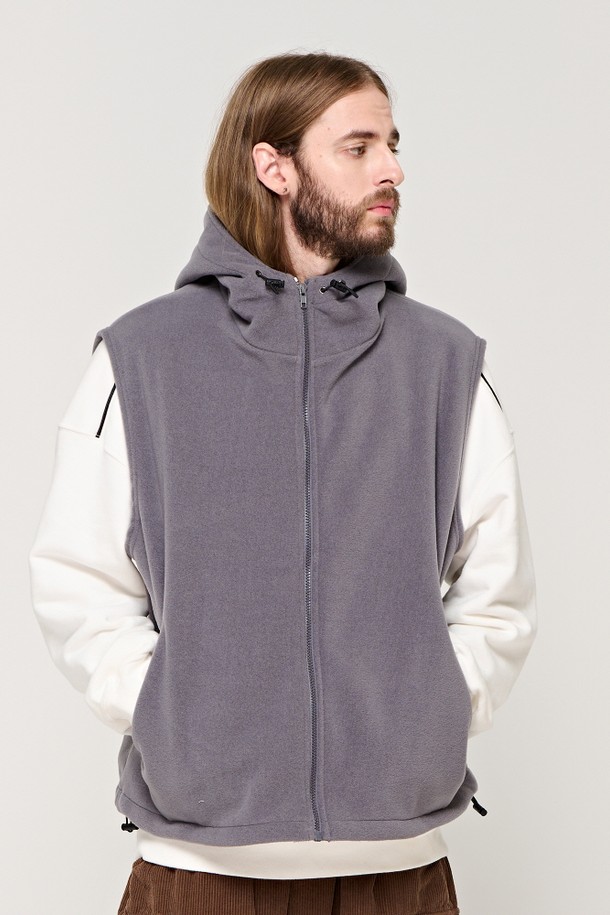 CARGOBROS - 베스트 - CB FLEECE HOOD VEST (CHARCHOL)