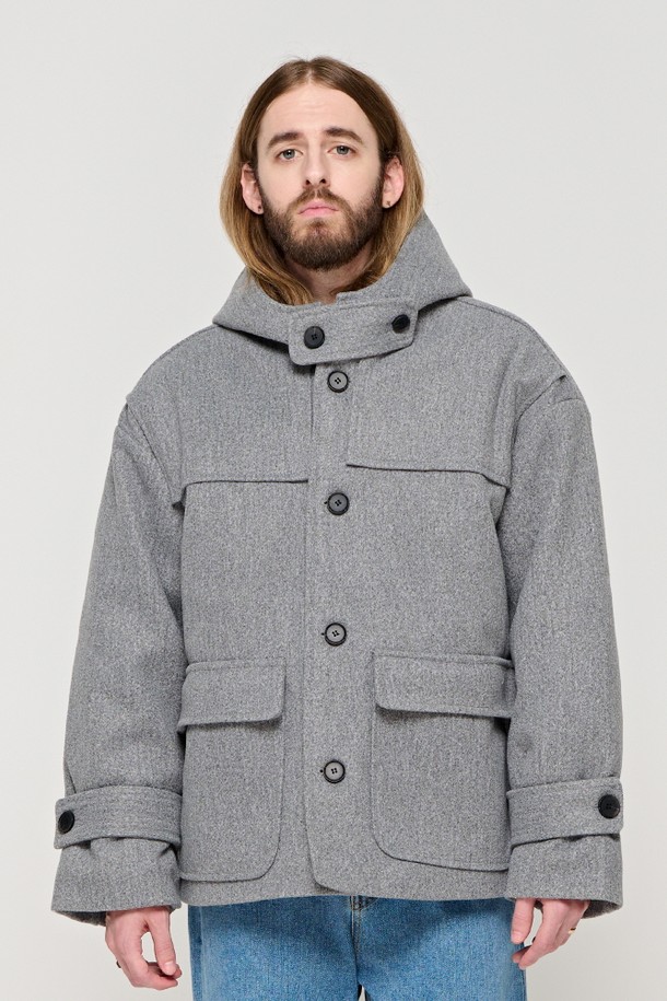 CARGOBROS - 코트 - CB SEMI OVER HOOD SHORT COAT (GRAY)