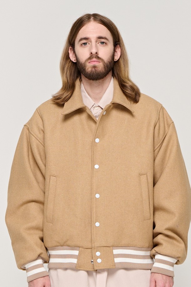 CARGOBROS - 블루종/점퍼 - CB WOOL VARSITY JACKET (BEIGE)