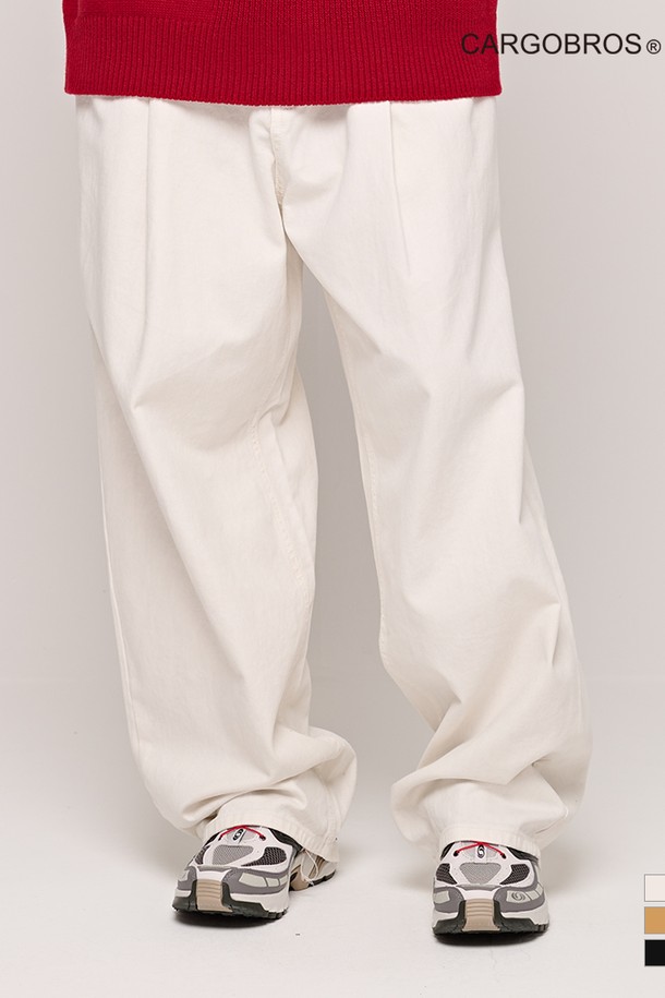 CARGOBROS - 데님 - CB PINTUCK WIDE DENIM PANTS (IVORY)