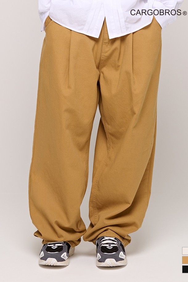 CARGOBROS - 데님 - CB PINTUCK WIDE DENIM PANTS (CAMEL)