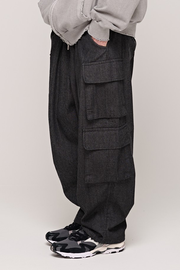 CARGOBROS - 데님 - CB DENIM CARGO PANTS (BLACK)