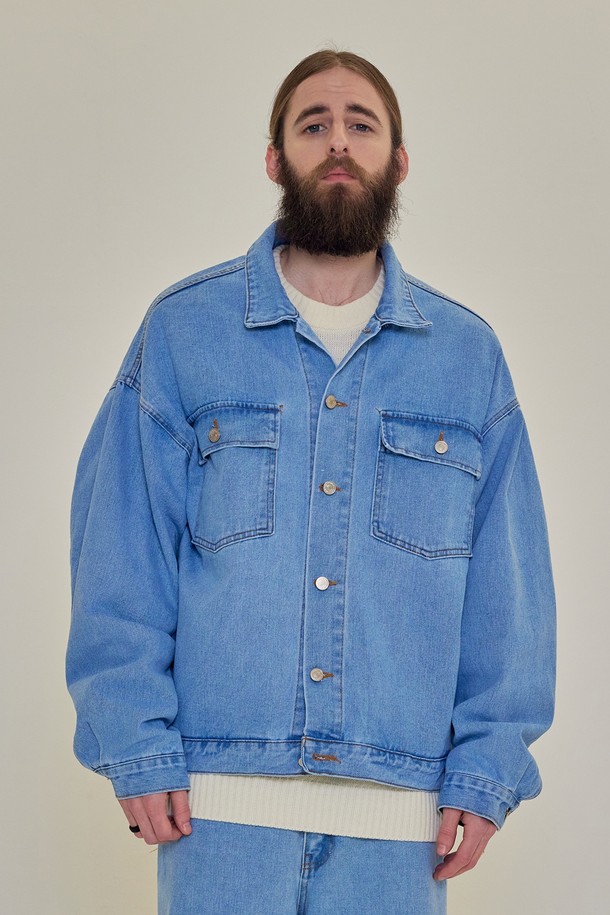 CARGOBROS - 블루종/점퍼 - CB CLASSIC DENIM TRUCKER JACKET (LIGHT BLUE)