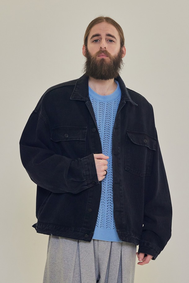 CARGOBROS - 블루종/점퍼 - CB CLASSIC DENIM TRUCKER JACKET (BLACK)