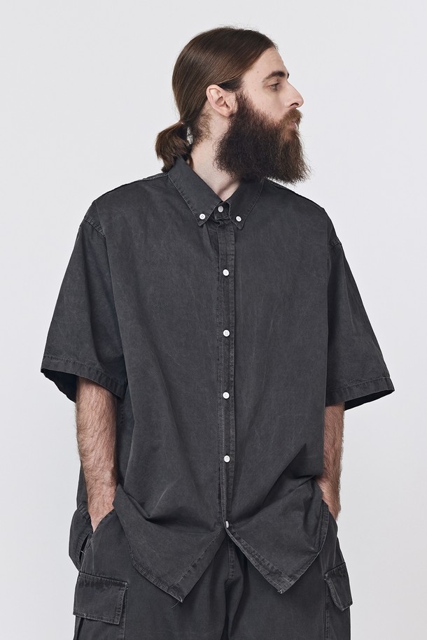 CARGOBROS - 반팔셔츠 - CB PIGMENT OVER SHORT SLEEVE SHIRT (CHARCOAL)