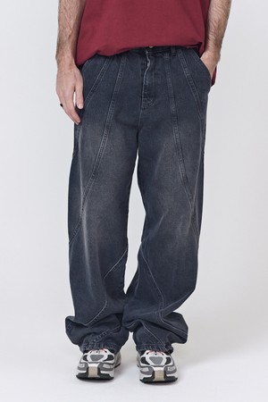 CB VINTAGE INCISION WIDE DENIM PANTS (BLACK INDIGO)