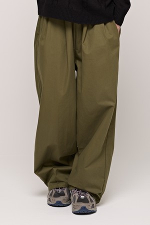 CB COTTON ONE TUCK BANDING PANTS (KHAKI)