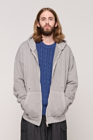 CB VINTAGE PIGMENT OVER HOOD ZIP UP (GRAY)