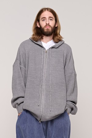 CB KNIT HOOF ZIP UP (GRAY)