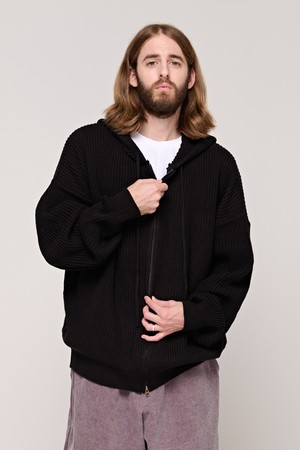 CB KNIT HOOF ZIP UP (BLACK)