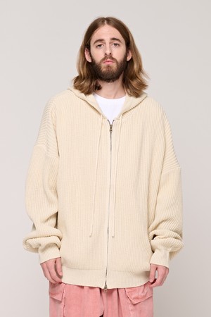 CB KNIT HOOF ZIP UP (IVORY)