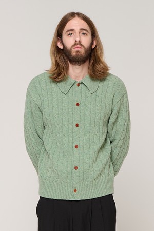 CABLE KNIT CARDIGAN (GREEN)