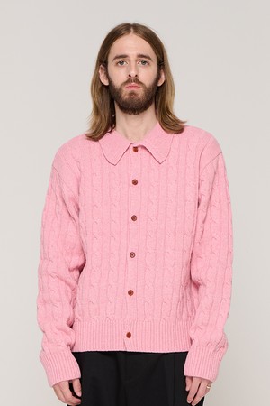 CABLE KNIT CARDIGAN (PINK)