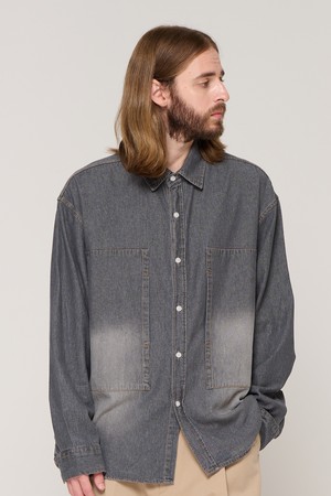 WASHING SQUARE DENIM SHIRT (BLACK)