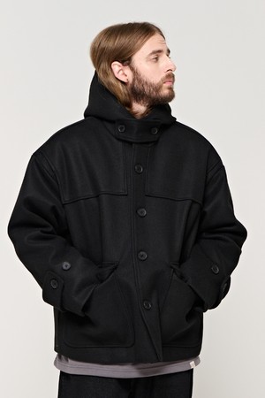 CB SEMI OVER HOOD SHORT COAT (BLACK)