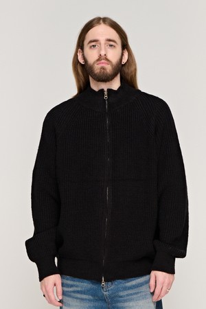 CB OVER KNIT ZIP UP (BLACK)