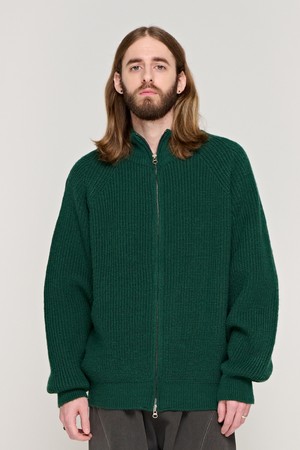 CB OVER KNIT ZIP UP (GREEN)