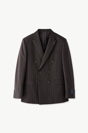 [BLACK LABEL] W 스트라이프 수트자켓 브라운 (더블클래식)