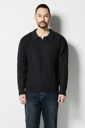 오픈카라 하찌 니트_그레이 (세미오버핏)