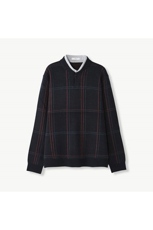 셔츠 레이어드 헨리넥 니트_네이비 (클래식핏)