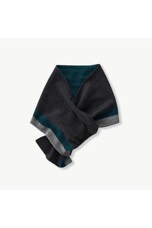 블록 스트라이프 숏 니트 머플러 (그린)