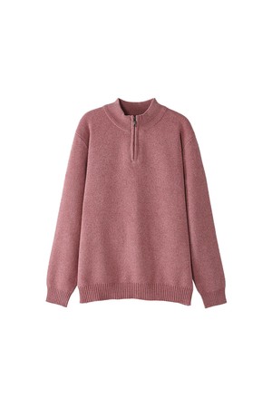 WARM 셔닐 반집업 니트_핑크 (슬림핏)