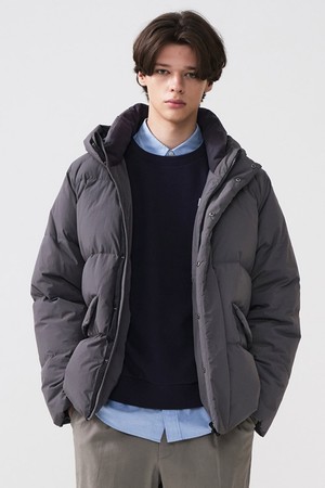 후디 볼륨 덕 다운점퍼_그레이 (오버핏)