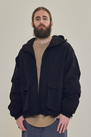 CB POCKET HOOD WIND BREAKER JACKET (BLACK)