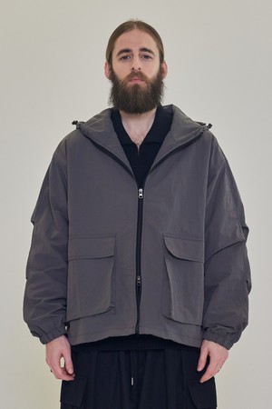 CB POCKET HOOD WIND BREAKER JACKET (GRAY)