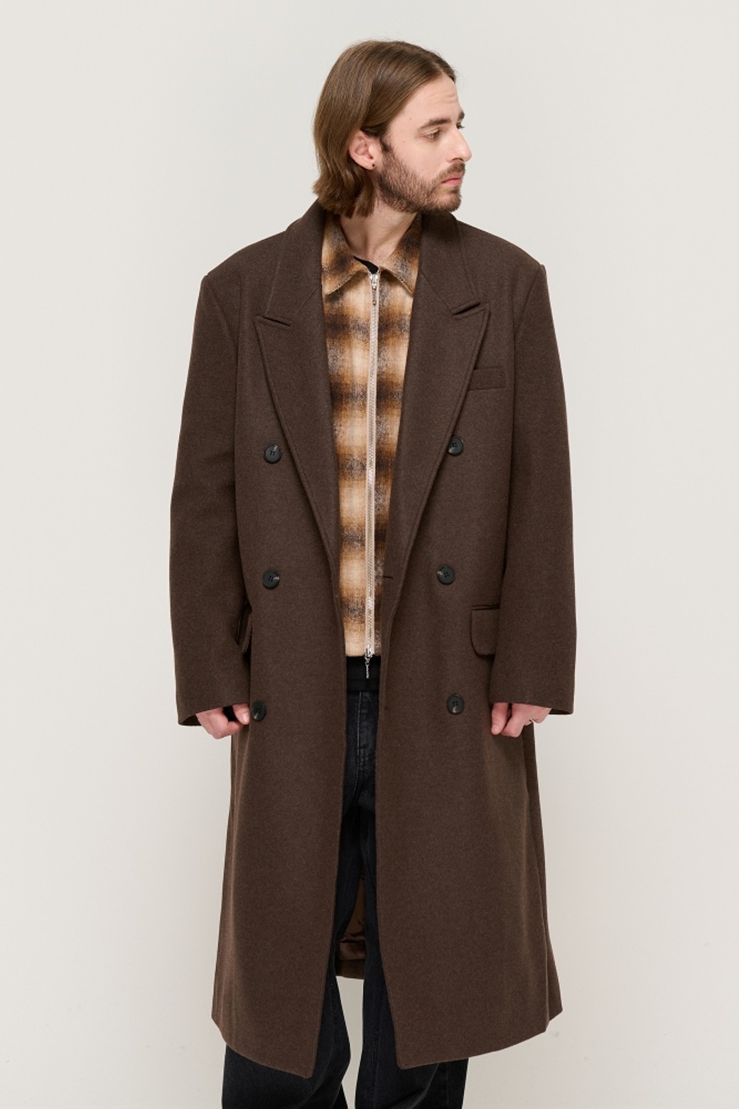 CARGOBROS - 코트 - SEMI OVER MAXI DOUBLE LONG COAT (BROWN)