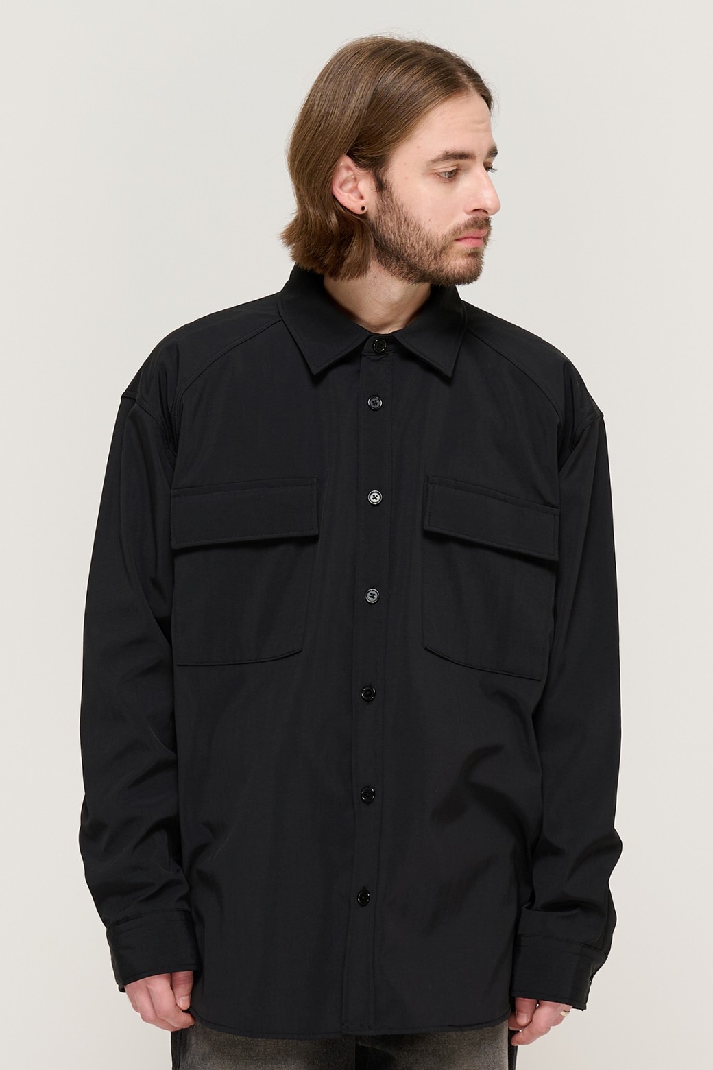 CARGOBROS - 긴팔셔츠 - TWO POCKET NYLON NAPPING SHIRT (BLACK)