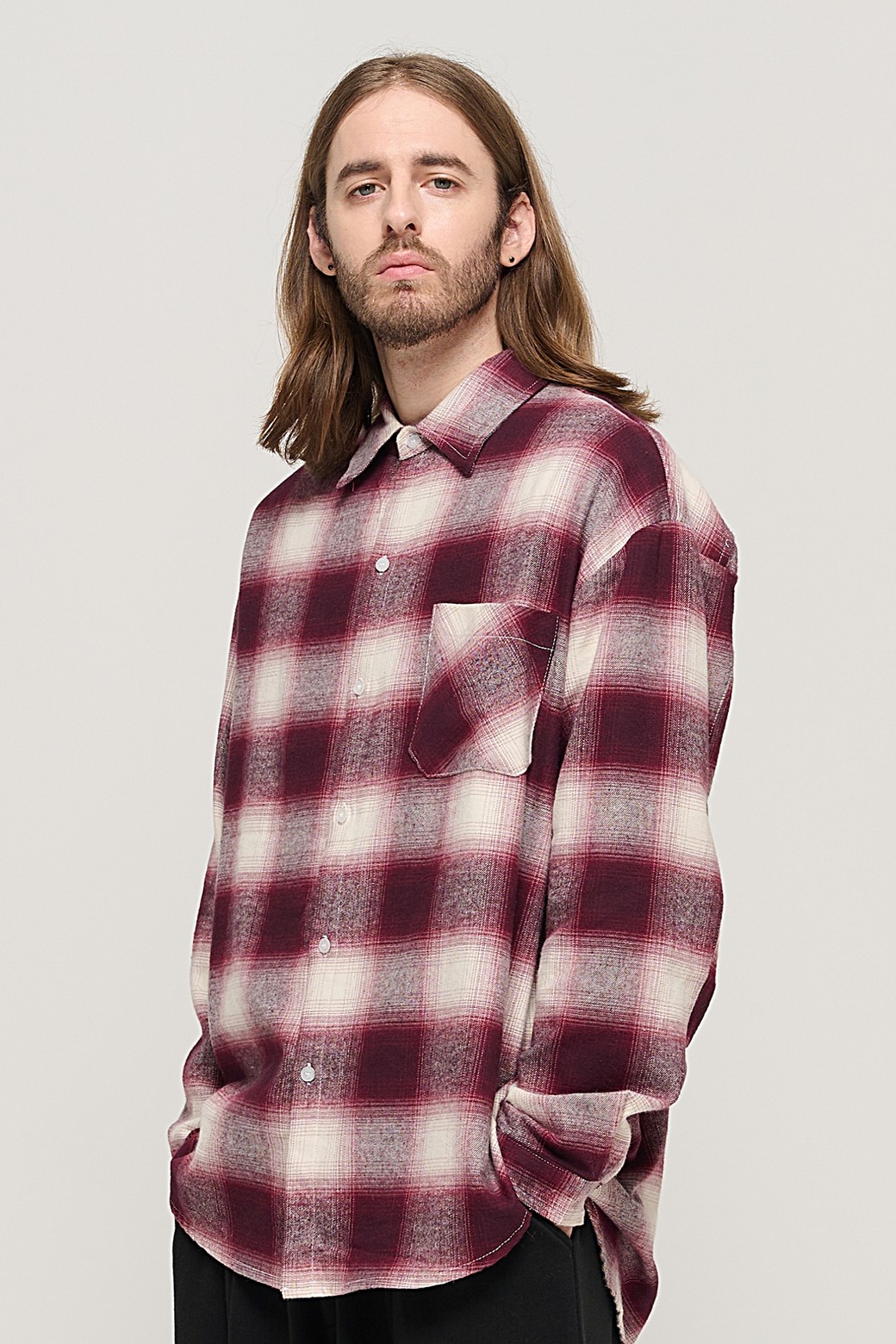 CARGOBROS - 긴팔셔츠 - OMBRE FLANNEL CHECK SHIRT (RED)