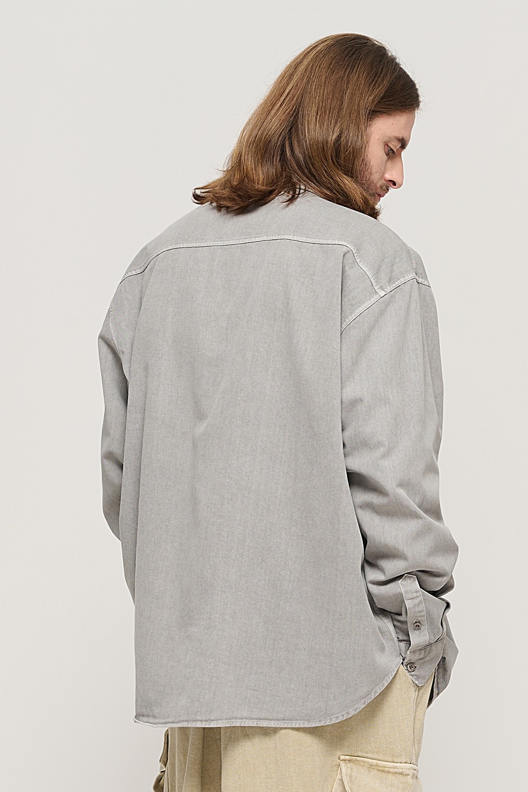 CARGOBROS - 긴팔셔츠 - PIGMENT WASHED WORK SHIRT (GRAY)
