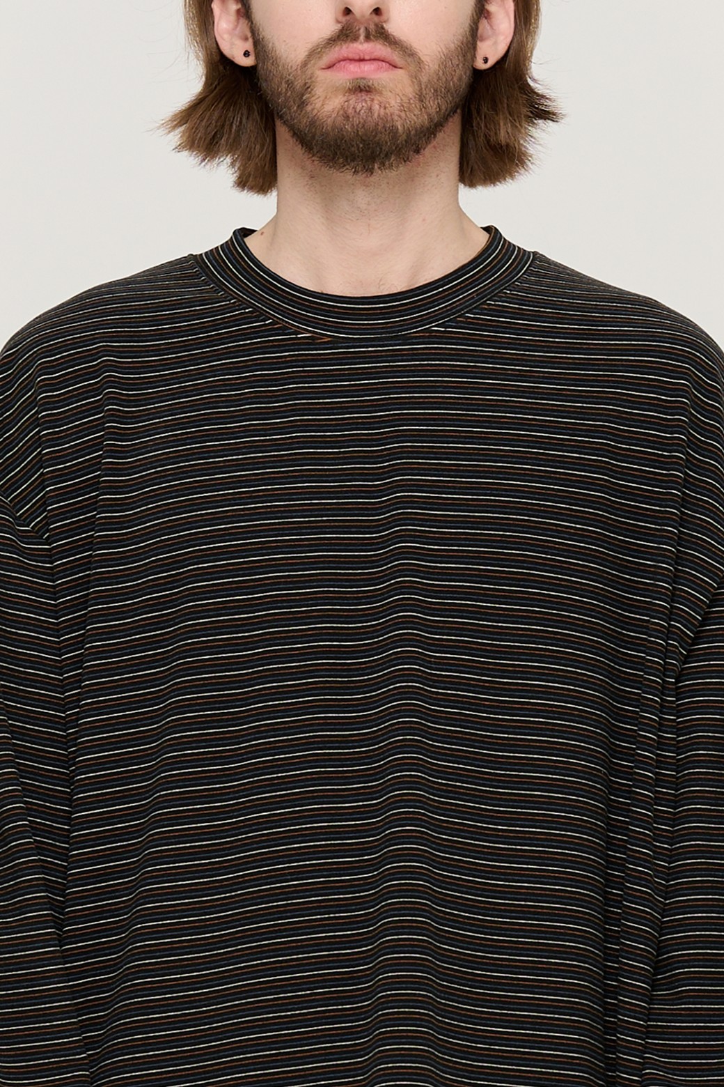 CARGOBROS - 긴팔티셔츠 - LINE NAPPING STRIPE LONG SLEEVE TEE (BLACK)