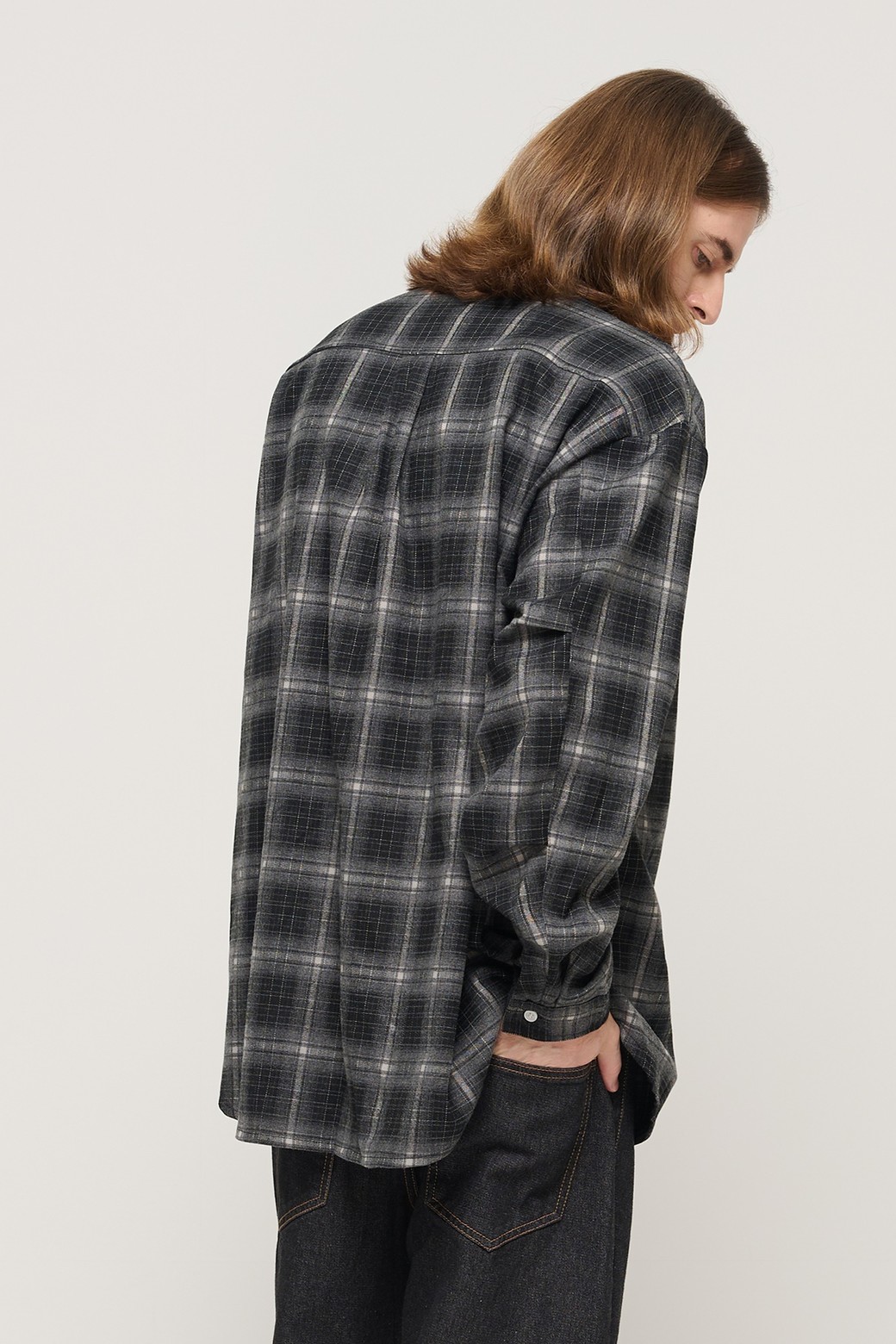 CARGOBROS - 긴팔셔츠 - PREMIUM FLANNEL SEMI-OVERSIZED CHECK SHIRT (BLACK)