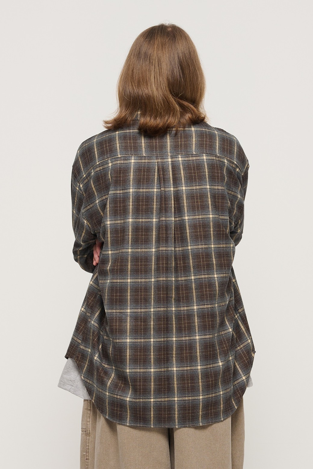CARGOBROS - 긴팔셔츠 - PREMIUM FLANNEL SEMI-OVERSIZED CHECK SHIRT (BROWN)